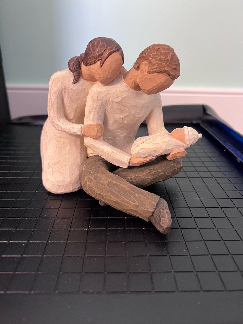 Willow Tree Couple with Baby Figurine in Cream and Brown